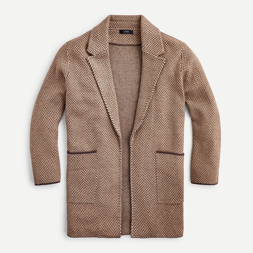 J Crew Sophie Open-Front Sweater Blazer in Chevron